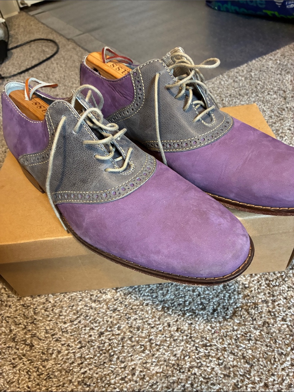 Cole Haan Purple and Gray Two-Tone Suede Derby Oxfords
